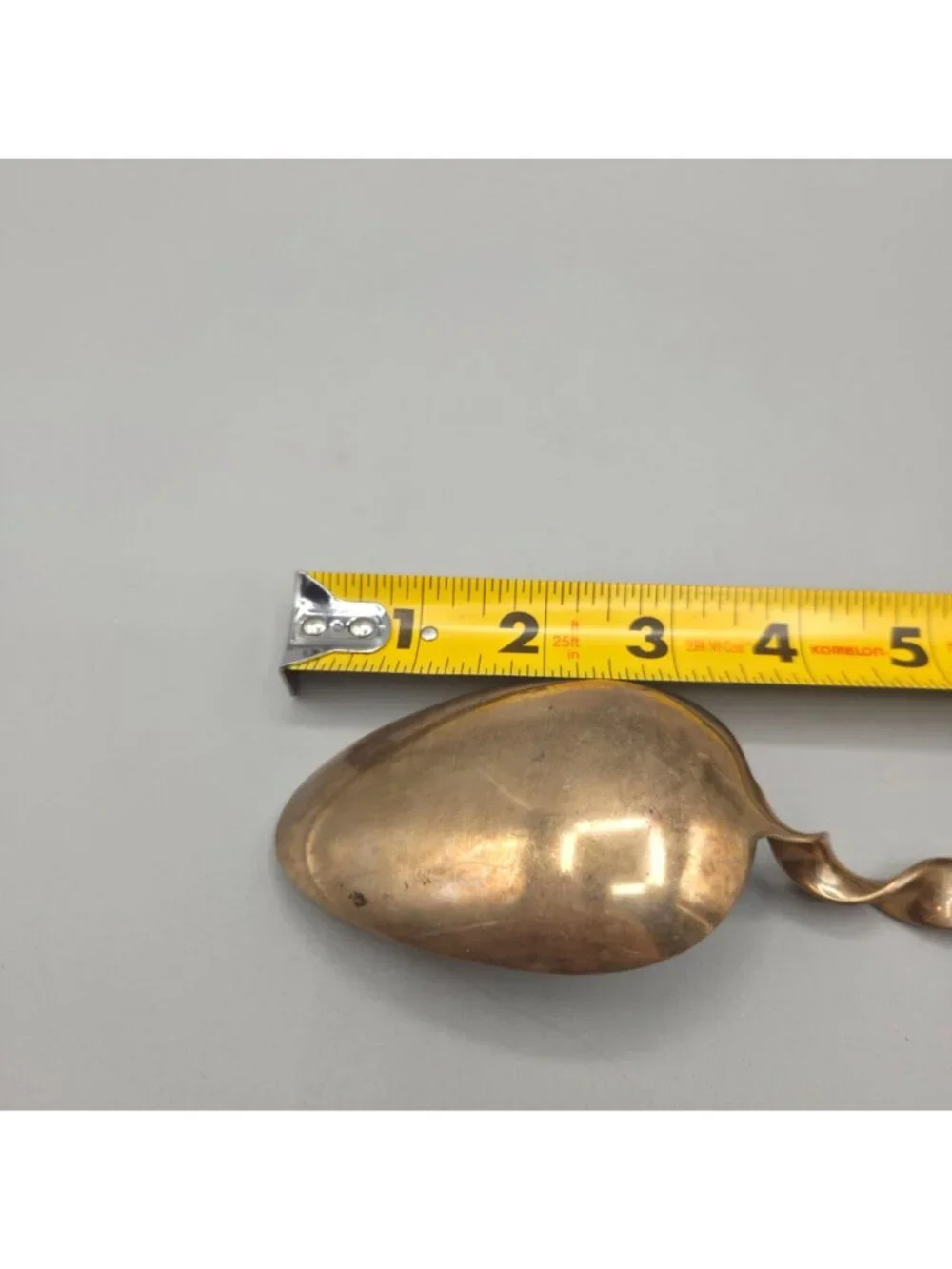 Vintage Siam Brass Rosewood Serving Spoon Twisted Handle Design Ornate Engraved